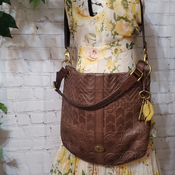 Fossil Handbags - Fossil Bag Desi Aztec Embossed Hobo Bag